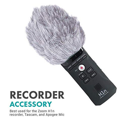 Movo WS1 Furry Microphone Windscreen | For Zoom H1n, H1essential & H1 Recorders, Outdoor Wind Muff / Deadcat, For Small Mics up to 3" x 40mm