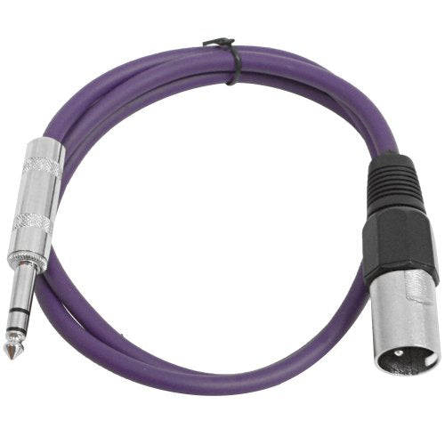 Seismic Audio SATRXL-M2Purple6 2-Feet XLR Male to 1/4-Inch TRS Patch Cables - Purple - color: Purple, size: 2 Foot