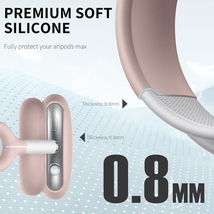 Maxjoy for AirPods Max Case, Soft Silicone Ear Cups & Headband Cover, Anti-Scratch Protective Accessories, Sand Pink - color: Sand Pink