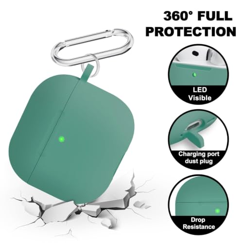 for AirPods 4th Case Cover, Soft Silicone Case with Cleaner Kit, Keychain, Full Protection for Men and Women, Compatible with AirPods 4th Generation (Pine Green) - color: B4-Pine Green