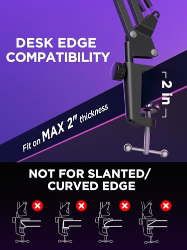 InnoGear Boom Arm Microphone Mic Stand & Low Profile Mic Stand with Magnetic Cable Management Desk Mount for Fifine AM8 K669B Blue Yeti HyperX QuadCast SoloCast AT2020