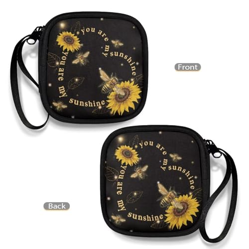 Sunflower Heart Verses Gym Headphones Carrying Case Shockproof Scratch Resistant Small Earphones Bag with Elastic Strap Mesh Pocket for Wireless Earbuds