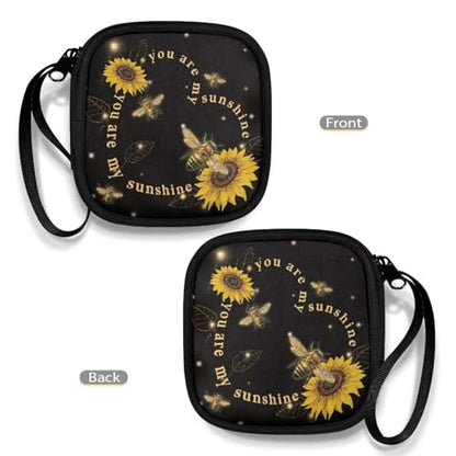 Sunflower Heart Verses Gym Headphones Carrying Case Shockproof Scratch Resistant Small Earphones Bag with Elastic Strap Mesh Pocket for Wireless Earbuds