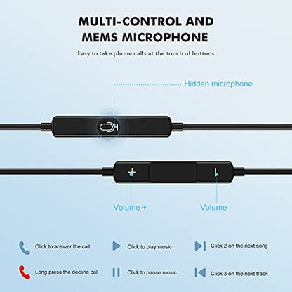 iPhone Wired Earbuds 2 Pack with Microphone and Volume Control, in-Ear | Two pairs of wired earphones for iPhone with a built-in mic and volume control and a secure in-ear fit for calls and music.