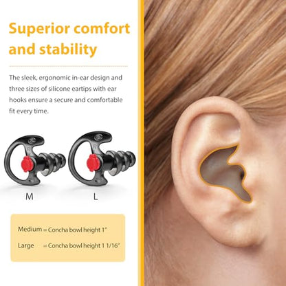 Zeadio Triple Flanged Earpiece, Comfortable Silicone Earmould Earbud Earplug - Black, Large, Pair of 12 - style: Large (Pair of 12)