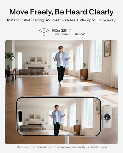 Belkin Stage Wireless Mini Microphone, Dual Lavalier Mic Set, Magnetic | 24-bit/48kHz audio, noise reduction, magnetic clip-on, 36-hour battery, for iPhone, Android, YouTube, vlogging - style: Microphone