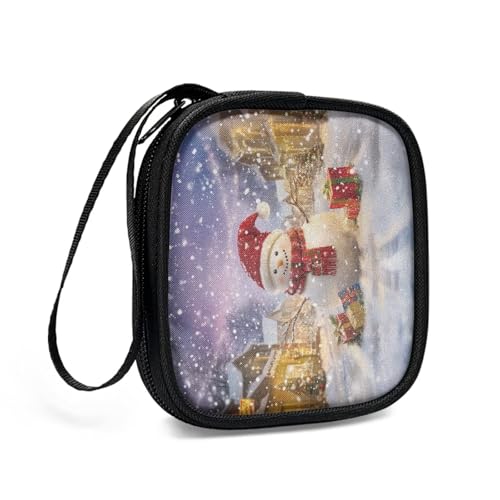 Christmas Snowman Earbud Case Earphone Carrying Case Cell Phone Accessories Storage Bag with Handle for Earphone,Flash Drive,Charging Cable, Key Wall Charger - color: Christmas Snowman