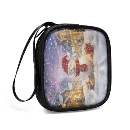 Christmas Snowman Earbud Case Earphone Carrying Case Cell Phone Accessories Storage Bag with Handle for Earphone,Flash Drive,Charging Cable, Key Wall Charger - color: Christmas Snowman