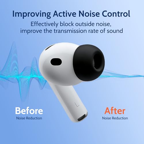 Memory Foam Replacement Earbud Tips for AirPods Pro 3, Premium Low-Rebound Foam Eartips for AirPods Pro 3rd Generation 2025, Anti-Slip, Better Noise Canceling, 3 Pairs (Black, Medium) - size: Medium
