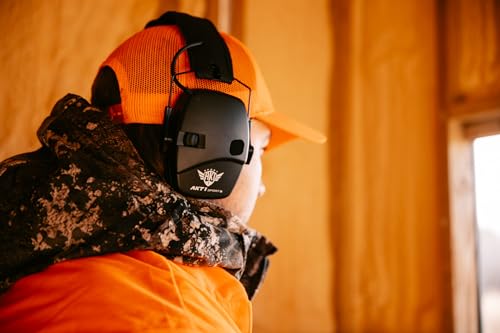 Cadre Low-Profile Electronic Sound Amplification Slim Safety Earmuff, For Range, Mowing, Construction, Work Shops, NRR 22dB