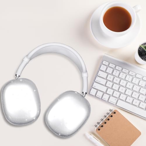 Case for AirPods Max, Anti-Scratch Soft Silicone With Gold Heart Pattern Ear Cups/Ear Pad/Headband Cover for Apple Airpod Max Headphones (Clear Glitter) - color: Clear Glitter