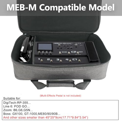 Rockhouse Padded Guitar Pedalboard Carry Case, DJ Music Gear Bag (MEB-M) | Internal 17.71*9.84*3.54'', Fit for Boss Line 6 Effect Pedals, Travel Gig Bag with Divider & Accessory Pocket, Musician Gift - size: MEB-M