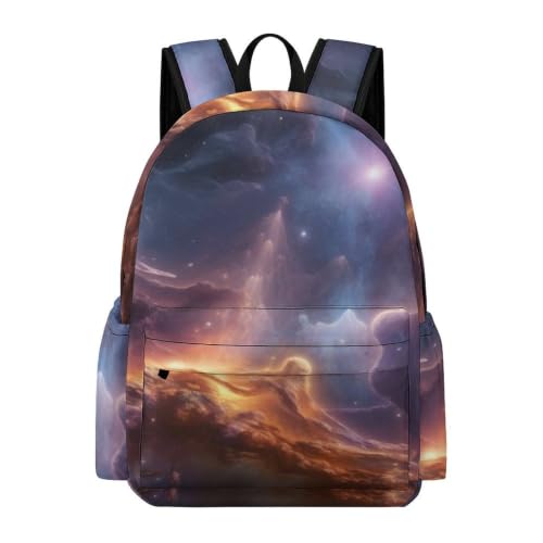 Travel Backpack for Women Men Carry On Backpack Coffee Collection Laptop Bag Lightweight Casual Daypack - color: Colorful Space