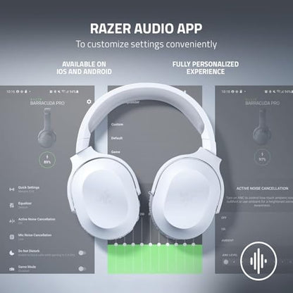 Razer Barracuda X Wireless Gaming & Mobile Headset (PC, PlayStation, Switch 2, Android, iOS): 2.4GHz Wireless + Bluetooth - 40mm Drivers - 50 Hr Battery - Mercury White (Renewed)
