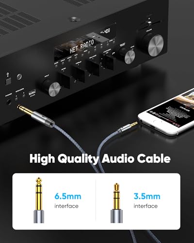 Highwings 3.5mm to 6.35mm Stereo Audio Cable - 15 ft, 1/4 to 1/8 | TRS Bidirectional Stereo Audio Cable Jack for Guitar, Home Theater Devices, Speaker and Amplifiers - size: 15FT