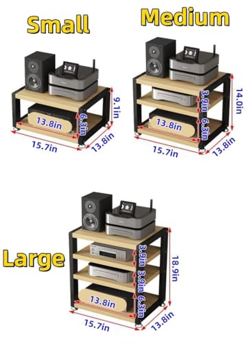 Compact Desktop Audio Rack for Amplifiers, Turntables, DVD Players, Game Consoles, Cable Boxes, Open AV Media Stand, Stereo Cabinet for Computer Desk(Medium) - size: Medium