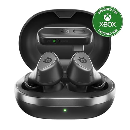SteelSeries Arctis GameBuds for Xbox/PC/PS5/Switch/Mobile — Quick-Switch 2.4GHz+Bluetooth 5.3 — Active Noise Cancelling — Mobile App — Water Resistant IP55 — 40H Battery with Qi Charging Case - Black - color: Black