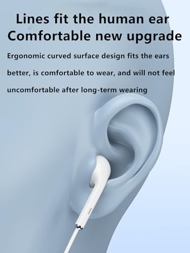 Wired Earphones with Volume Control, White, 3.5mm Jack&USB-C, Built-in Microphone, Stereo Sound, Compatible with Mobile Devices Suitable for iPhone, Samsung, Computers, laptops, and Students (USB-c)