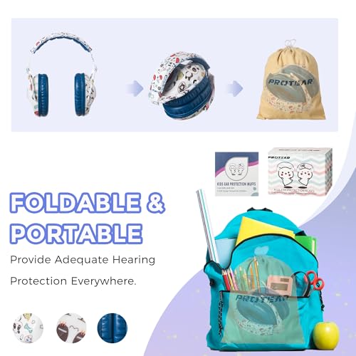 Kids Ear Protection Safety Ear Muffs, NRR 25dB Noise Reduction Children Earmuffs, Hearing Protectors for Sleeping, Studying, Airplane, Concerts, Fireworks-Panda with Blue Band - color: Blue Band Panda