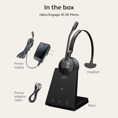 Jabra Engage 45 SE (Second Edition) Wireless Single-Ear Headphones - Bluetooth, Noise-Canceling Microphone, 13 hour Battery Life, Dual Connectivity, MS Teams Certified, Supports Other Platforms, Black - style: Single-Ear