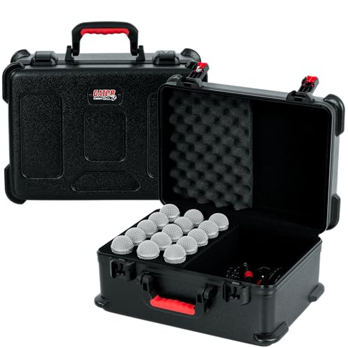 Gator Cases Molded Flight Case to Hold Up to (15) Wired Microphones with TSA Approved Locking Latch and Cable Storage; (GTSA-MIC15) - style: (15) Wired Mics With Storage