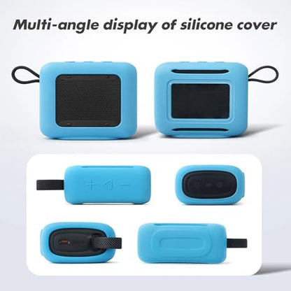 Silicone Cover Case for JBL Go 5 Bluetooth Speaker, Portable Speaker Travel Case Protective Cover Sleeve with Carabiner for JBL Go 5, Dustproof, Shockproof and Scratch-resistant (Blue) - color: Blue