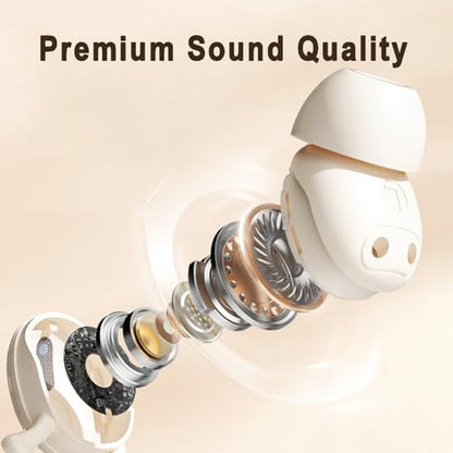 Wireless Earbuds Bluetooth Sleep Headphones for Side Sleepers 32H Playback Noise Blocking Sleeping Ear Buds Small in-Ear Earphones,Beige