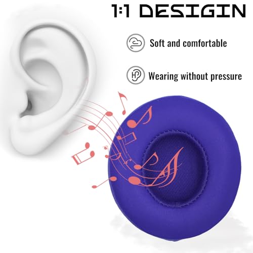 Headphone Replacement Ear Pad Cover Compatible with Beats by Dre Solo3 Solo2 Wired Wireless Headphones Protein Leather Memory Foam Headphone Cushion Ear Muffs-Navy Blue - color: navy blue