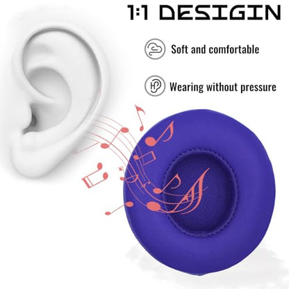 Headphone Replacement Ear Pad Cover Compatible with Beats by Dre Solo3 Solo2 Wired Wireless Headphones Protein Leather Memory Foam Headphone Cushion Ear Muffs-Navy Blue - color: navy blue