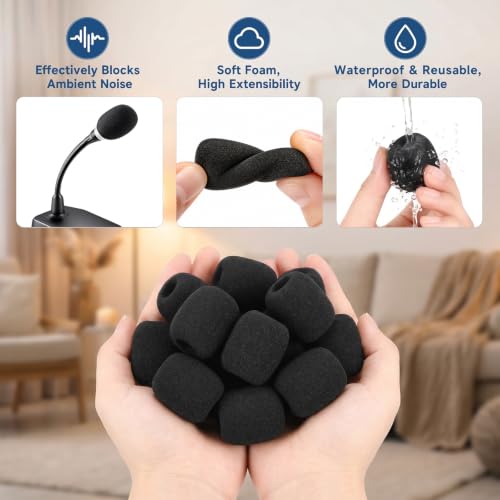 16Pcs Microphone Covers, Black Noise-Prevent Microphones Windscreen