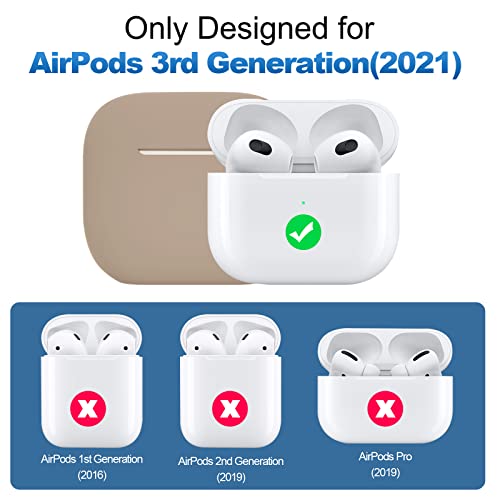 Compatible with AirPods 3 Case, Protective Silicone Cover for AirPods 3rd Generation Case 2021, Wireless Charging - Tan - color: C-Tan