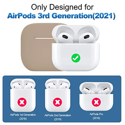 Compatible with AirPods 3 Case, Protective Silicone Cover for AirPods 3rd Generation Case 2021, Wireless Charging - Tan - color: C-Tan