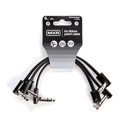 Jim Dunlop (3PDCISTR06), 1/4-Inch Right Angle MXR Ribbon TRS Patch Cable 6 in|15 cm-3 Pack (3PDCISTR06R) - size: 6 inches