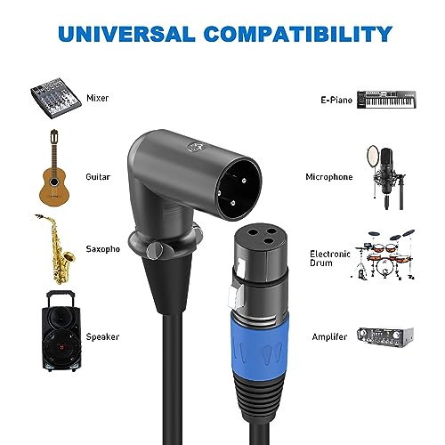 LanSenSu Right Angle XLR to Straight XLR Plug Cable, 90-Degree Male to Straight Male Balanced Cord 3-Pin to 3-Pin, (Right Angle -Male-10FT, 2Pack) - style: Right Angle -Male-10FT
