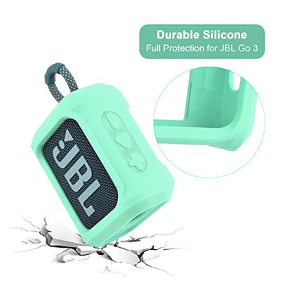 Silicone Case for JBL Go 3 Portable Speaker with Removable Strap for Bike Golf Cart Travel Carrying Case Protective Sleeve Speaker Cover(Mint Green) - color: Teal