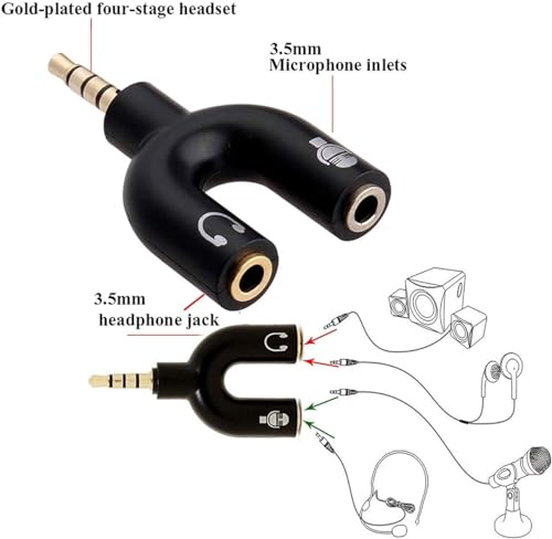 SaiTech IT 5 Pack 3.5mm Audio Jack to Headphone Microphone Splitter Converter Adaptor (Specially Design for Mobile and Tablet Only)