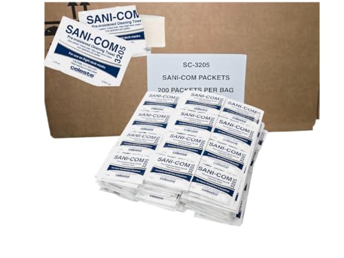 Celeste Sani-Com SC3205 Multi-Purpose Telecomm & Mask Cleaning Wipes (Case of 1200) | Individually Wrapped Towelettes for Aviation Headsets & Oxygen Masks | Cleaning & Refreshing
