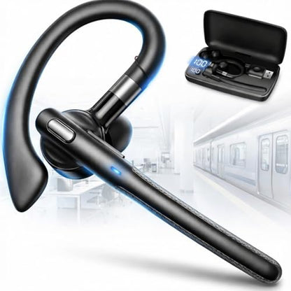 Bluetooth Wireless Earpiece with USB Adapter for PC, Dual-Mic Noise Reduction, 500mAh Charging Case, Bluetooth 6.1 Stable Connection, LED Battery Display, Voice Assistant