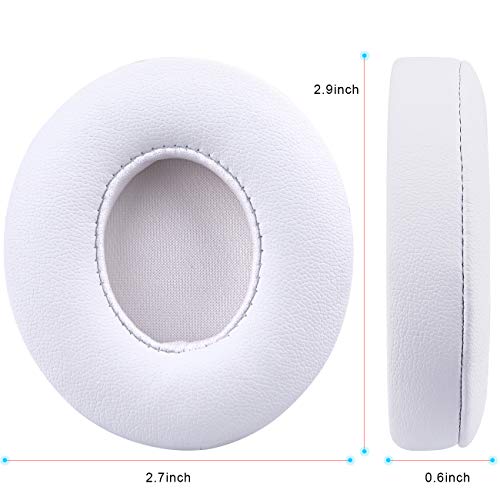 Professional Replacement Ear Pads for Beats Solo 2 & Solo 3 Wireless On-Ear Headphone/Soft Protein Leather/Noise Isolation Memory Foam/Strong Adhesive Tape/Cloud Like Comfort/Extra Durable - color: White
