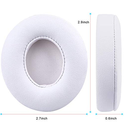 Professional Replacement Ear Pads for Beats Solo 2 & Solo 3 Wireless On-Ear Headphone/Soft Protein Leather/Noise Isolation Memory Foam/Strong Adhesive Tape/Cloud Like Comfort/Extra Durable - color: White