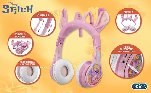 Disney Stitch Angel Bluetooth Headphones for Kids, Wireless Headphones - color: Angel