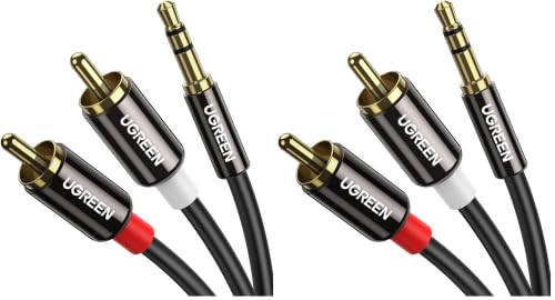 UGREEN 3.5mm to RCA Cable, 3.3FT 2RCA Male to Aux Audio Adapter, HiFi Sound (Pack of 2) - size: 3.3FT (Pack of 2)