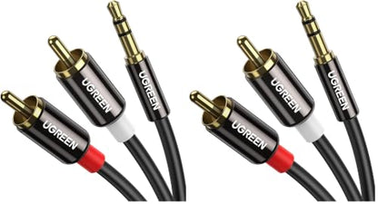 UGREEN 3.5mm to RCA Cable, 3.3FT 2RCA Male to Aux Audio Adapter, HiFi Sound (Pack of 2) - size: 3.3FT (Pack of 2)