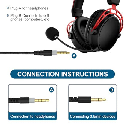 HyperX Cloud Alpha Replacement Cable - Compatible with Cloud Alpha, Mix, Flight, Logitech G633, G933 Gaming Headsets - 3.5mm Audio Cable with Mute & Volume Control (No Mic, 4.9ft) - style: 4.9FT