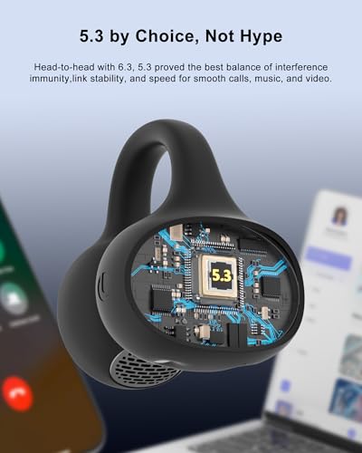 Clip-On Earbuds Open Ear Bluetooth5.3 Headphones, Ergonomic Comfort Sports Earphones with 50H Playtime, Smart Digital Display, IPX5 Waterproof, Gift for Valentine's Day and Anniversary, Birthday - color: Stellar Black