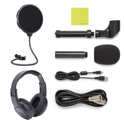 Samson Q2U USB/XLR Mic Bundle w/Headphones, Tripod, Cables, Cloth | Versatile Recording, All-In-One Package, Professional Sound, Precise Pickup, XLR Cable, USB Cable & Windscreens Included