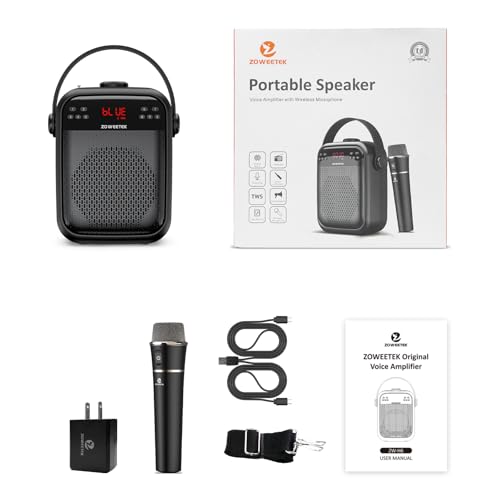 ZOWEETEK Wireless Voice Amplifier with Handheld Microphone for Teachers | Buletooth PA System Speaker and Microphone,Portable Megaphone for Classroom, Speech,Karaoke,Outdoor