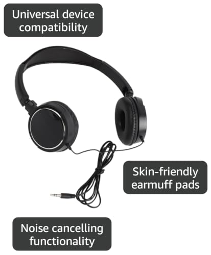 Dioche Foldable Noise Cancelling Headphones, Over-Ear Wired Headset with Stereo HiFi Sound, Compact Lightweight Design for Travel Office Home Use, 3.5mm Blue