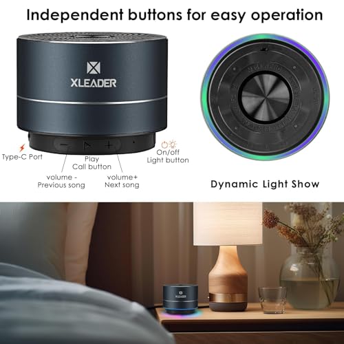 XLEADER Small Bluetooth Speaker, IPX6 Waterproof Shower Speaker - color: Black Blue