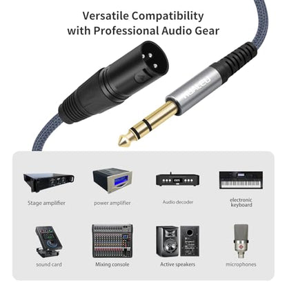 6Feet 1/4 TRS to 3Pin XLR Male Auido Cable,6.35mm TRS to XLR Male Braid Quarter inch Balanced Audio Cable for Mixer Power Amplifier-2Pack - color: 1/4 TRS To XLR M, size: 6feet(2pack)